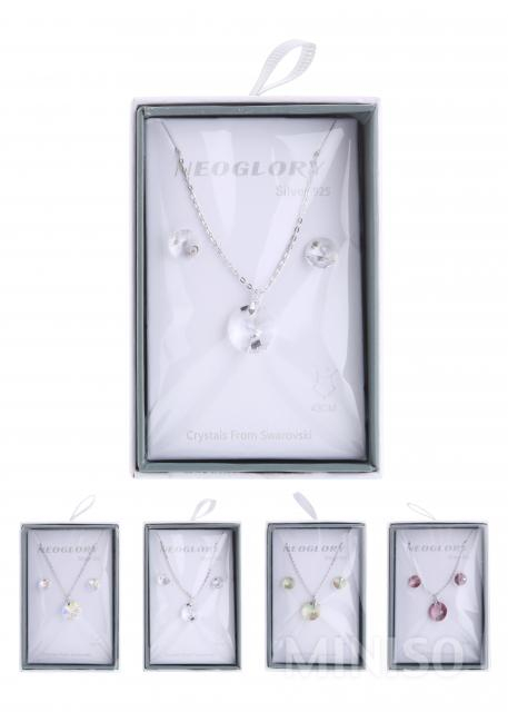 S925 sterling silver swarovski popular crystal elements necklace set